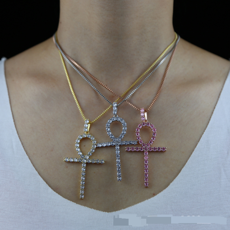 Catena a scatola Hip Hop con ciondolo a croce in zircone Hip Hop Nuovi gioielli_voghion.com