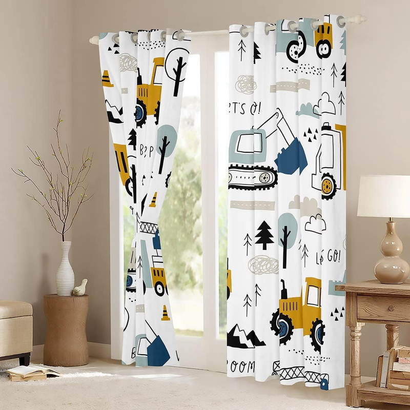 Cartoon-Auto-Kindervorhänge für Schlafzimmer, Wohnzimmer, Bau, Verdunkelungsvorhänge, Ausrüstungsvorhänge_voghion.com