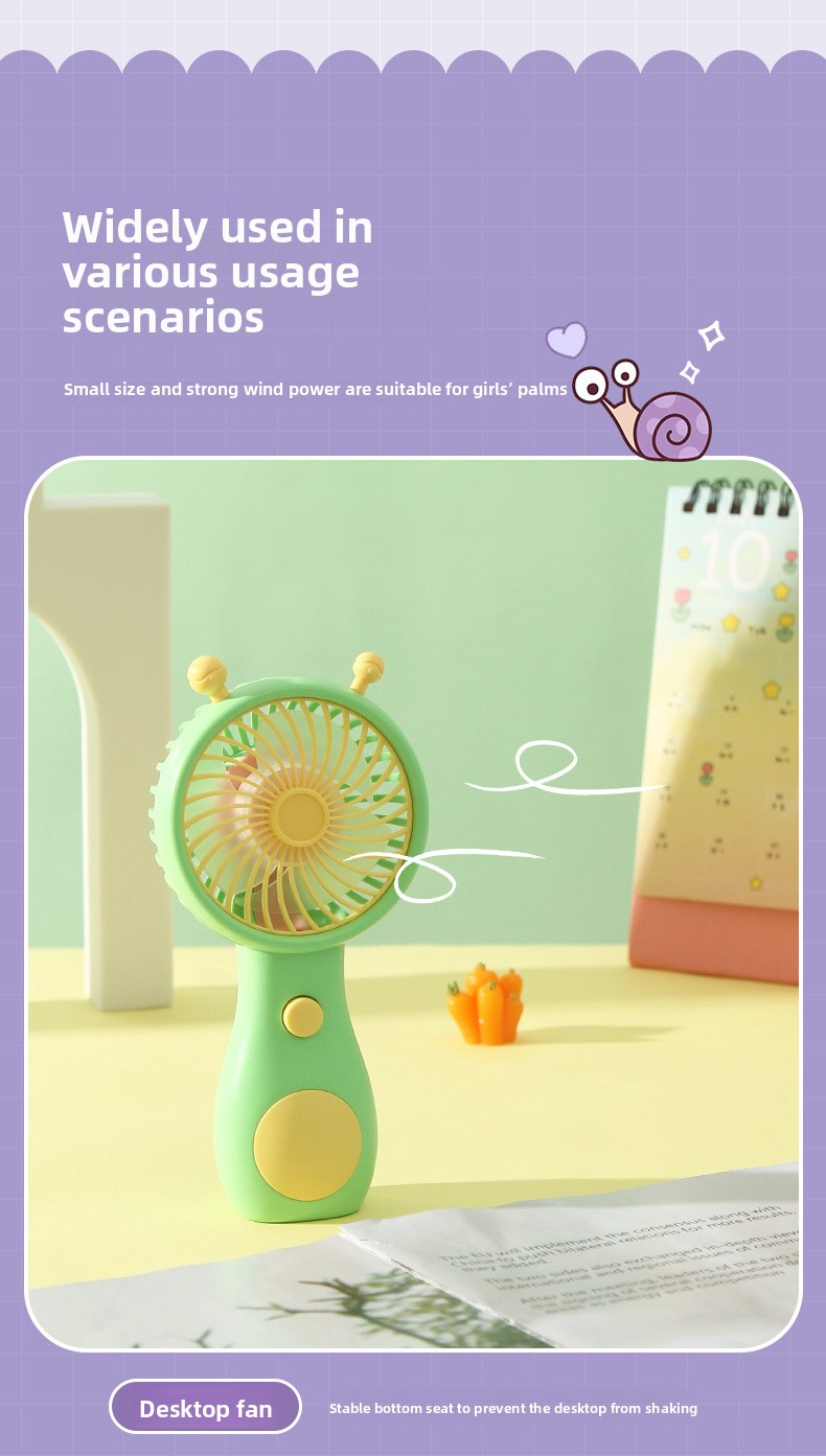 Snail Handheld Mini Fan - USB Rechargeable Cute & Portable For Kids Students_voghion.com