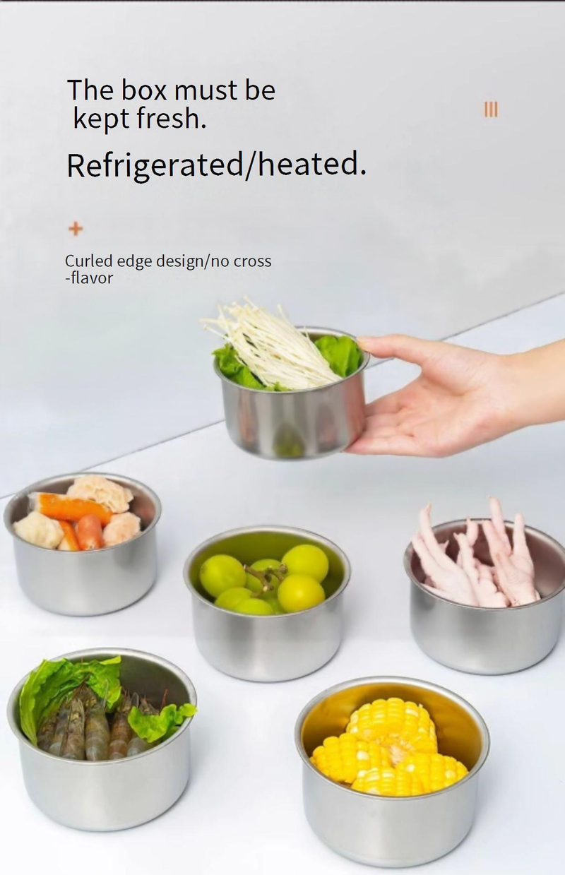 Contenitore per alimenti rotondo in acciaio inox con coperchio - Ermetico, adatto al microonde, portapranzo portatile per ufficio, picnic e preparazione pasti (confezione da 1)_voghion.com