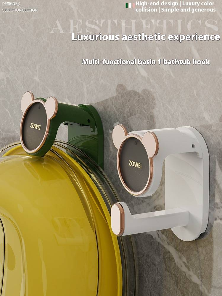 Gancio per lavabo a parete - Gancio adesivo resistente per bagno e cucina, supporto per lavabo in plastica senza foratura, elegante organizer bianco e verde_voghion.com