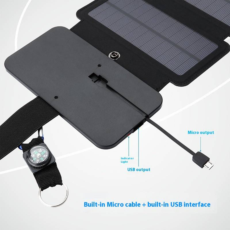 Portable Solar Charger Foldable Power Bank With 4/5 Panels, 10W Output, 5V USB For Outdoor Camping, Hiking, Emergency_voghion.com