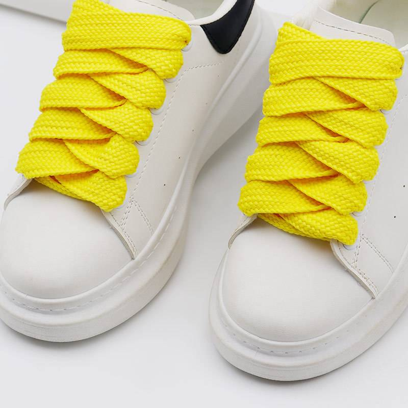 Shoelaces Classic Versatile Trend Widened Flat Shoe Laces Single Layer Solid Color Polyester Fat Shoelaces Shoe Accessories_voghion.com