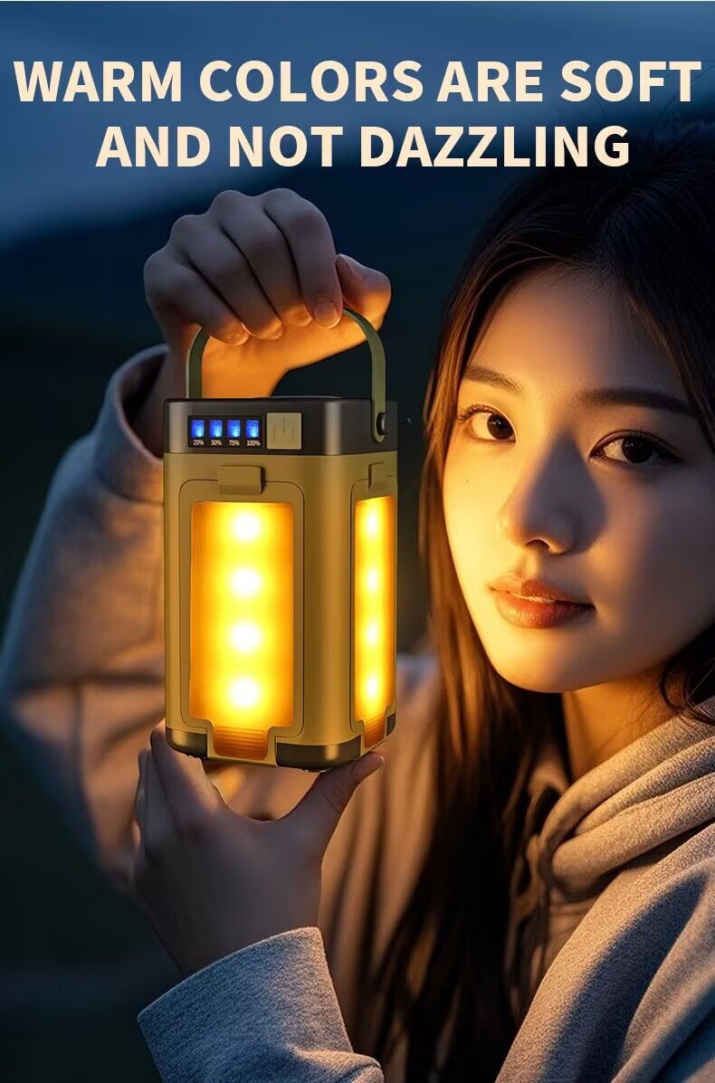 Portable Solar Camping Lantern With 2000mAh Battery - 4-Leaf Foldable LED Light For Outdoor, Emergency & Nighttime Ambiance_voghion.com