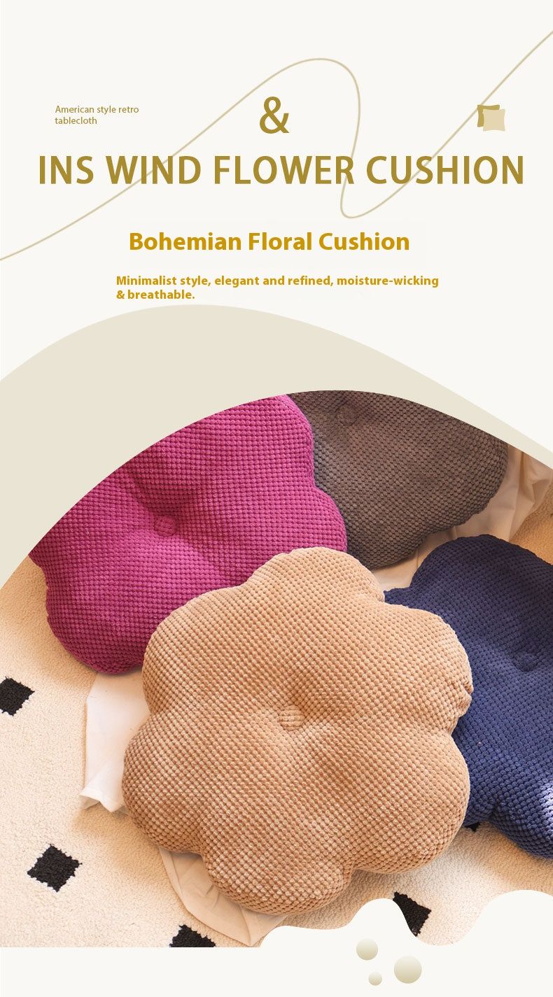 Modern Fluffy Floor Cushion – Soft & Supportive Seat Pad For Sofa, Office & Meditation (45x45cm, 3D PP Cotton Filling, Non-Slip Base, Washable Cover)_voghion.com