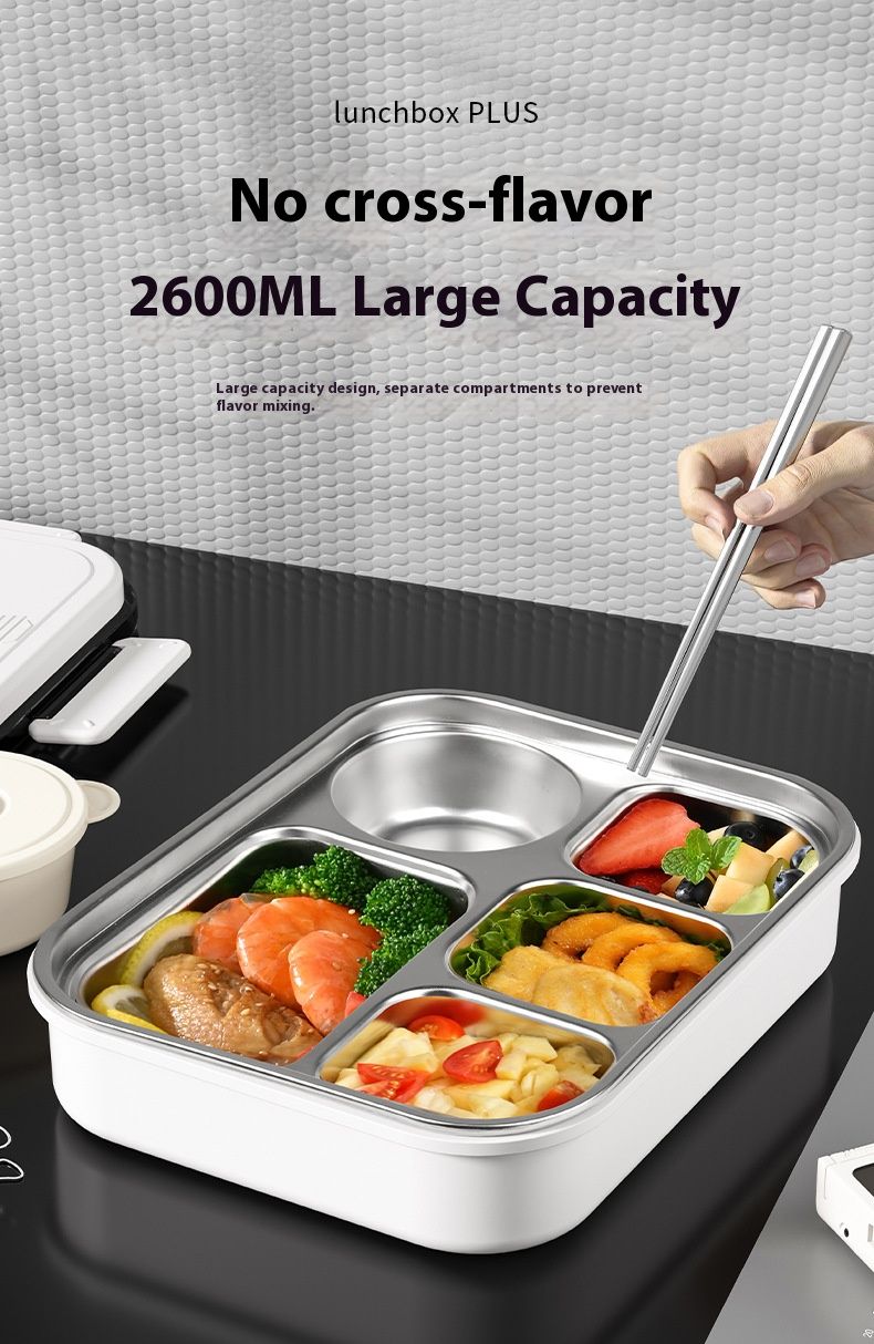 Lunch Box in acciaio inossidabile 316 - Bento Box adatto al microonde con 4/5 scomparti e set di posate, a prova di perdite e termico per ufficio/scuola_voghion.com