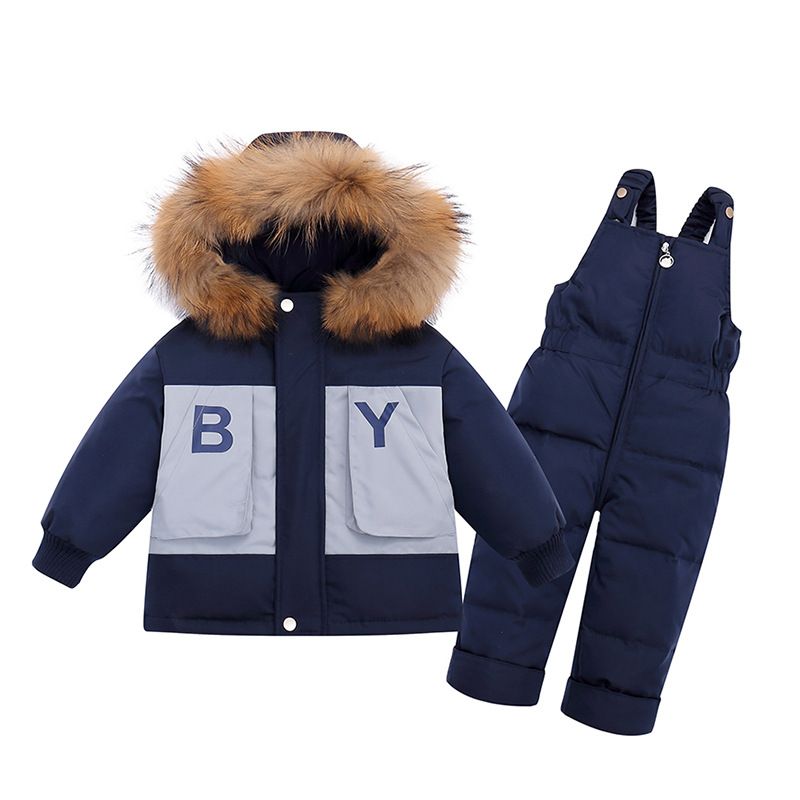 Stylish Baby Down Jacket Set – Hooded Coat & Snap-Crotch Pants (80-100cm, 4 Colors, 55% White Duck Down, Korean Trendy)_voghion.com