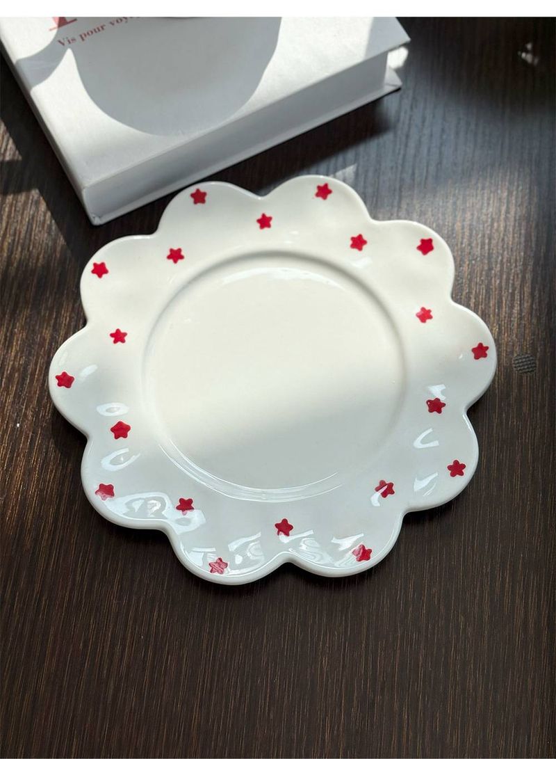 American Pastoral Style, Niche Design, Hand Pinched Irregular Ceramic Coffee Cups And Plates, Small Floral Cups And Plates_voghion.com