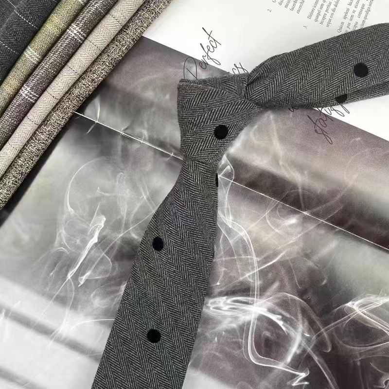 Autumn Winter Wool Hand Tie Men Korean Version 6CM Retro British Plaid Striped Gray Coffee Color Casual Versatile_voghion.com