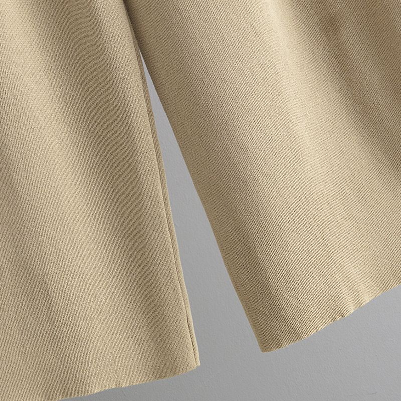 Women's Clothing contrast striped fashion suit new casual loose knitted wide leg pants two piece suit_voghion.com