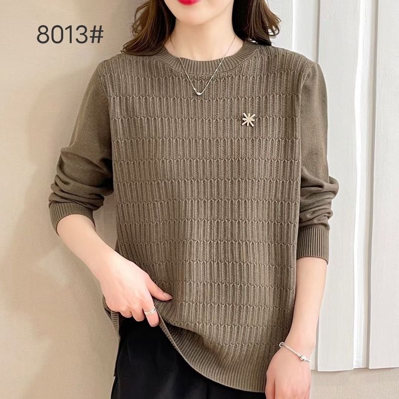 【 Cashmere Family】 Maglione corto in lana con cappuccio e scollo rotondo per donne di mezza età, mamma, interno lavorato a maglia larga_voghion.com