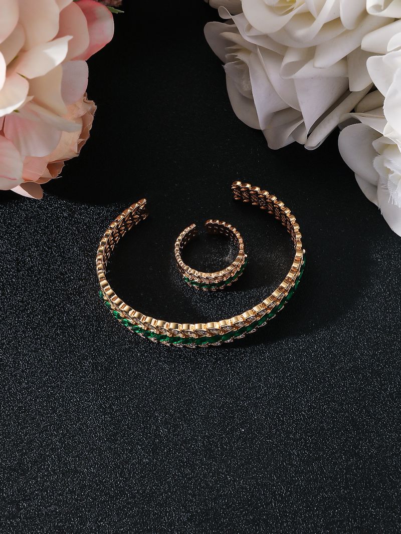 Women's Jewelry Fashion Luxury Full Diamond Bracelet Ring Set Simple High End Sense Of Versatile Jewelry_voghion.com