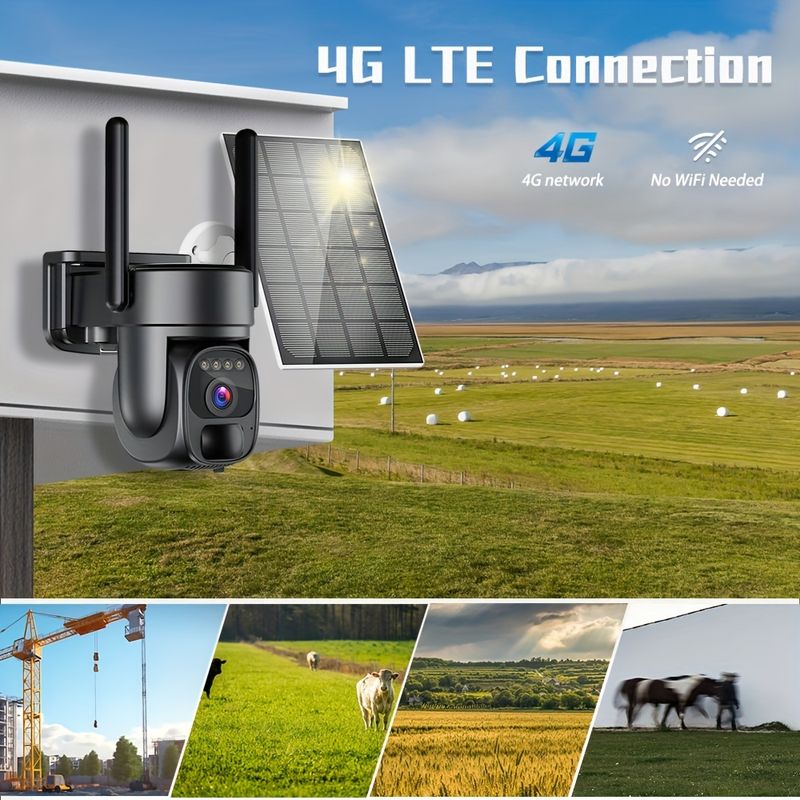 Ασύρματη κάμερα ασφαλείας εξωτερικού χώρου Χωρίς WiFi, ανίχνευση κίνησης 2K υψηλής ευκρίνειας PTZ Night Vision_voghion.com