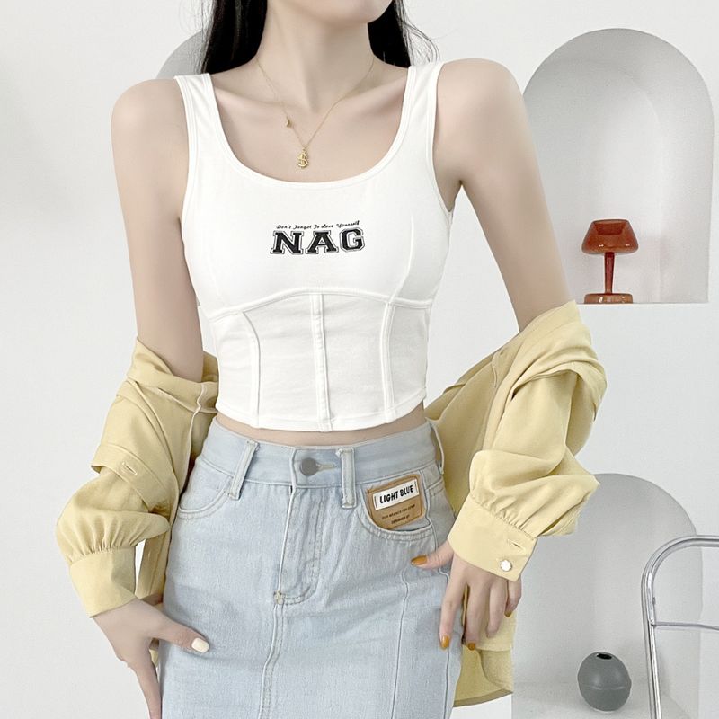 Nuova biancheria intima estiva da donna per ragazza calda in puro cotone con gilet a canotta integrato con imbottitura sul petto da indossare per le donne _voghion.com