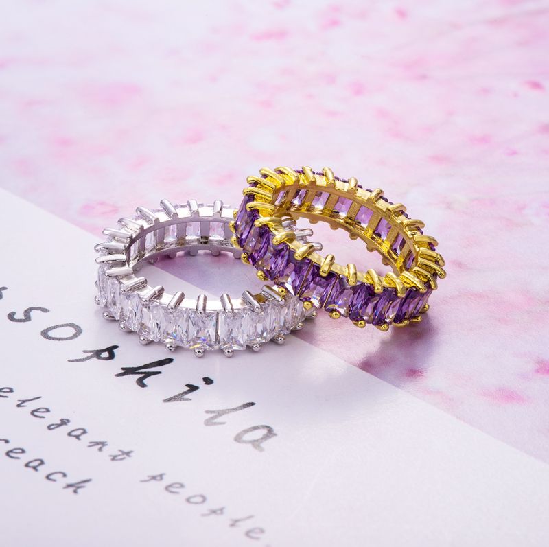 Set di anelli Hip Hop placcati in oro 18 carati con zirconi, da uomo e da donna, design geometrico impilabile con micro-pavé in oro bianco/giallo e pietre multicolori_voghion.com