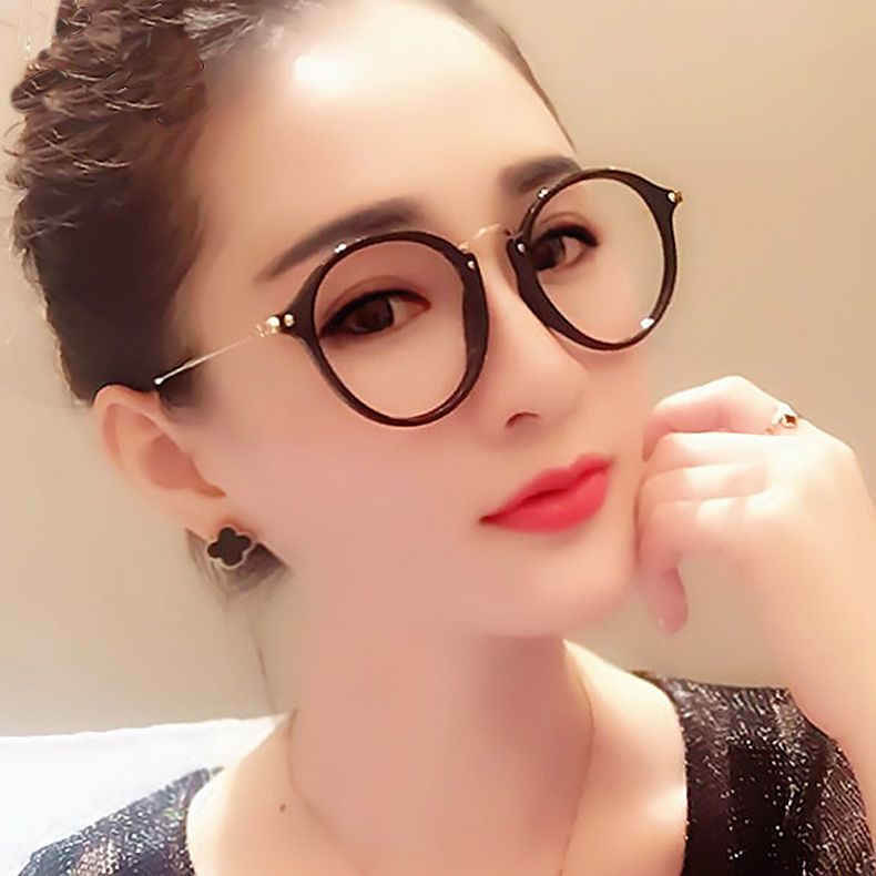 Women's Eyewear Frames Metal Round Frame Flat Glasses Anti Blue Light Glasses Internet Celebrity Student Glasses Frame Can Be Matched With Glasses_voghion.com