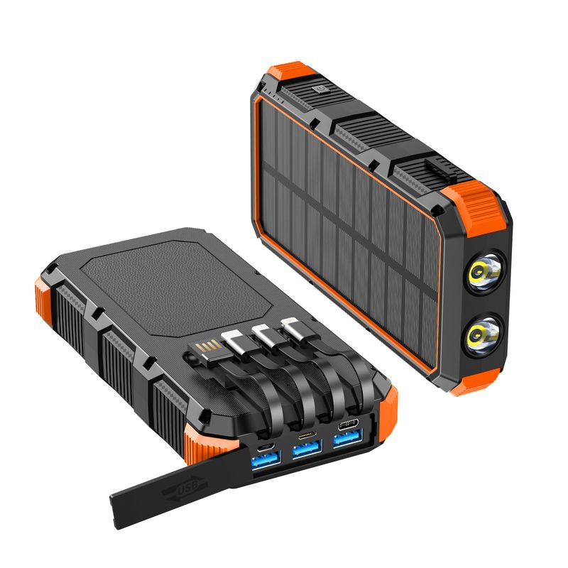 Power Bank Solar Wireless Charger 49800 MAh With Built In Cable 5V/3A Fast Charging Mobile Power Bank_voghion.com