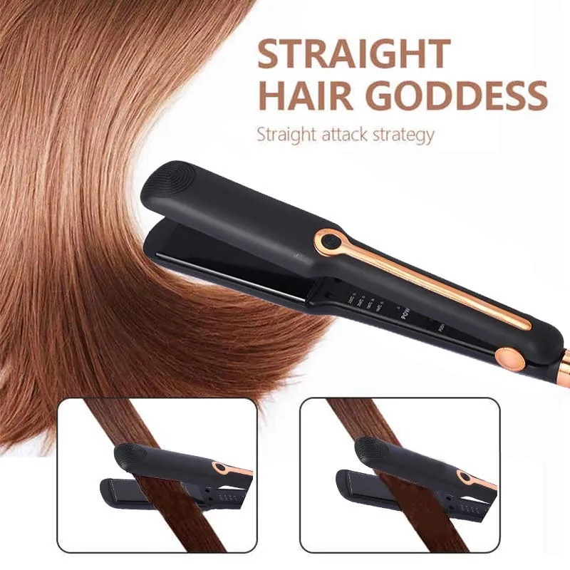 Hair Straightener Fast Ptc Instant Heating Ceramic Plate Flat Iron Adjustable Temperature 2 In 1 Straight Curler Styling Tool_voghion.com