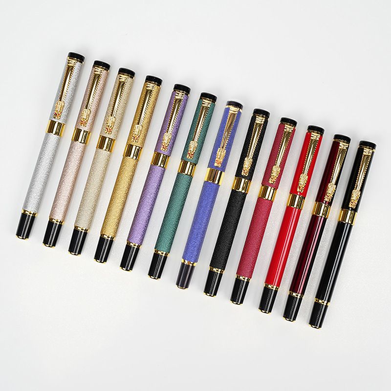 Gel Pens Dragon Head Fountain Pen Metal Frosted Rod 12 Colors Pearl Signature Pen Advertising Gift Pen Neutral Pen Can Engrave Logo_voghion.com