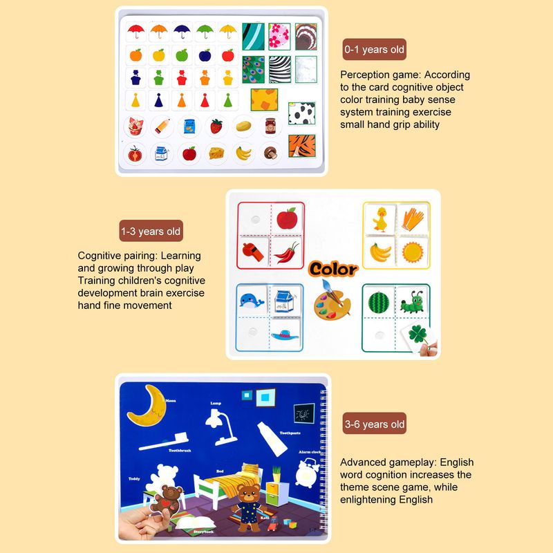Children Book Toy Various Cute Cartoon Fruit Food 84Pcs Stickers Puzzle Pairing Early Learning Brain Game Educational Puzzle Book Toy Kids Gift_voghion.com