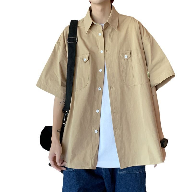 Roupa de trabalho masculina para o verão, design fino, jaqueta moderna de manga curta, camisa moderna e estilosa_voghion.com