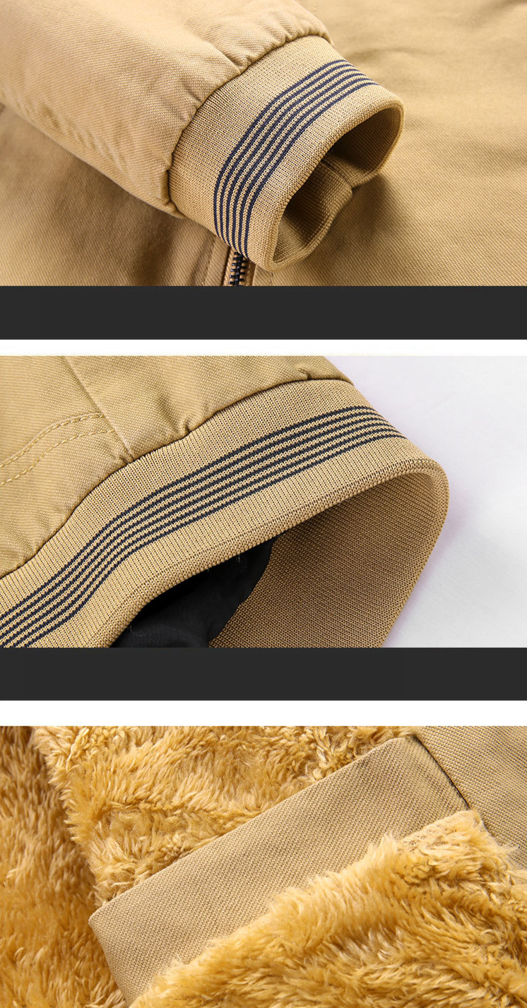 Pure cotton washed jacket men's plus velvet Korean style casual stand-up collar warm men's top spring and autumn thin men's jacket_voghion.com