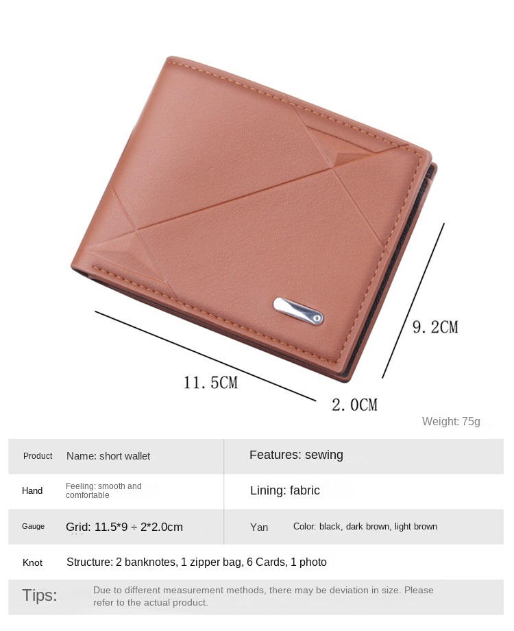Cartera corta, cartera para tarjetas, cartera todo en uno para hombre, cartera para hombre, clip corto plegable, gran capacidad para hombre, nuevos modelos_voghion.com