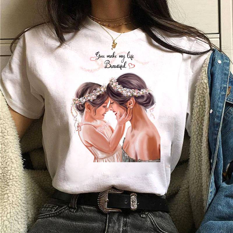 Women's mother's day printed t-shirt women's white short sleeve _voghion.com