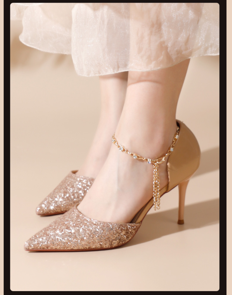 Accessori per scarpe sui nuovi sandali con tacchi alti con lacci di perle e diamanti senza tacco che cadono dal tallone, cinturini regolabili, installazione gratuita_voghion.com