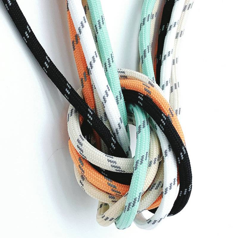 Lacci per scarpe rotondi riflettenti spessi obliqui a pois, produttori di lacci per scarpe, diametro spot 5 mm, corda di cotone colorata, corda intrecciata per pantaloni_voghion.com