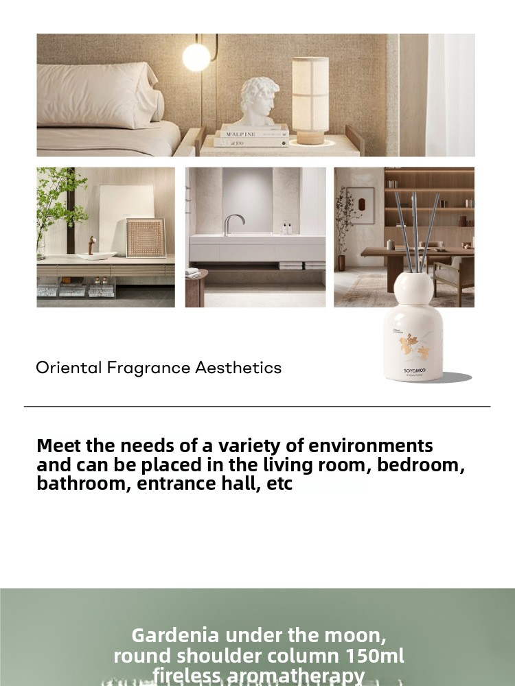Moonlight Gardenia Reed Diffuser, 150ml Premium Scented Oil With Natural Rattan Sticks, Elegant Home & Car Air Freshener_voghion.com