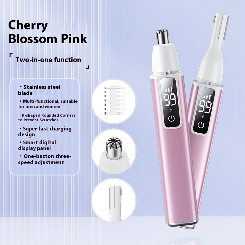 Premium Electric Nose Hair Trimmer With LED Display - Rechargeable & Waterproof - Multi-Functional Grooming Kit For Men & Women_voghion.com