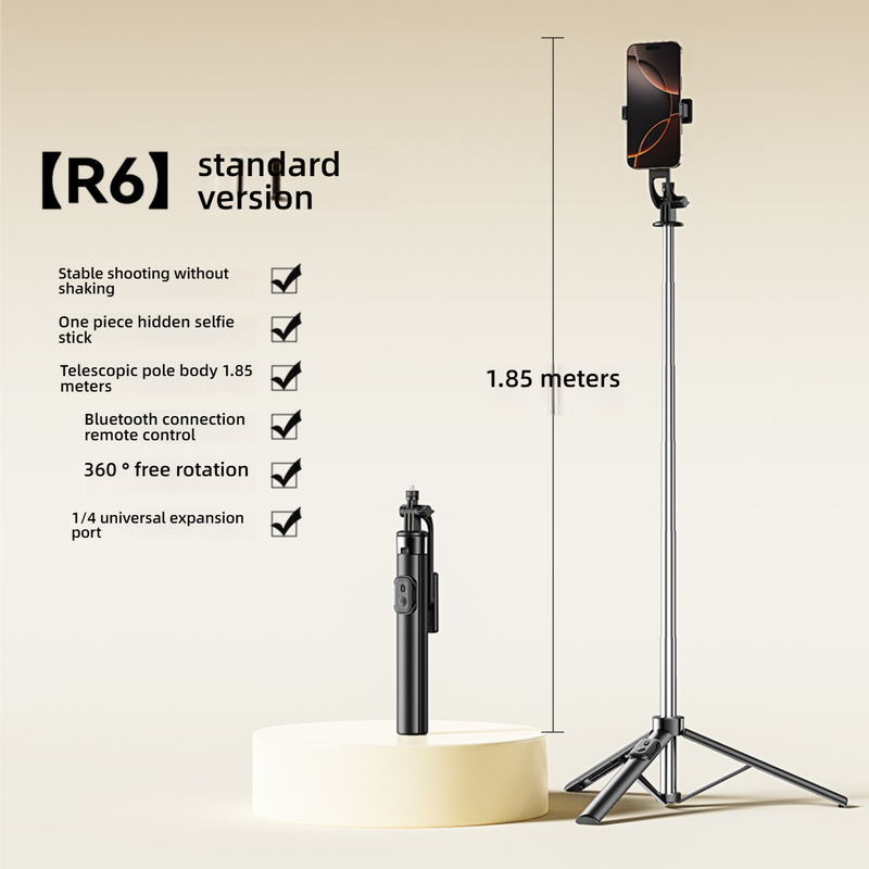 Ultra-Light 1.8m Bluetooth Selfie Stick With 360° Rotation, Tripod Stand & Remote Control – Compatible With Smartphones_voghion.com