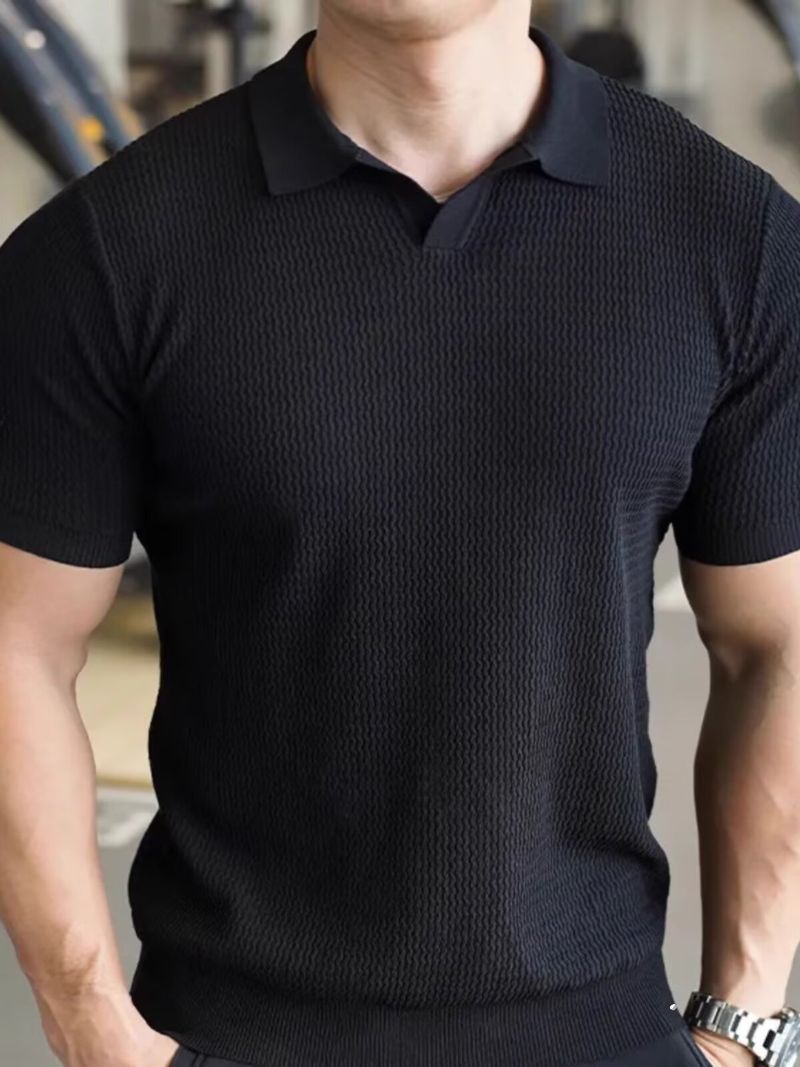 Polo à manches courtes pour homme, style rétro américain, simple, à revers, coupe slim, décontracté, polyvalent, été_voghion.com
