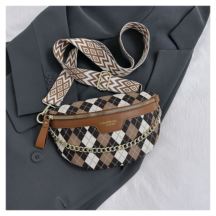 2023 New Best Selling Textured Women's Bag Trendy Fashion Plaid Chest Bag Fashionable Simple Versatile Shoulder Messenger Bag_voghion.com