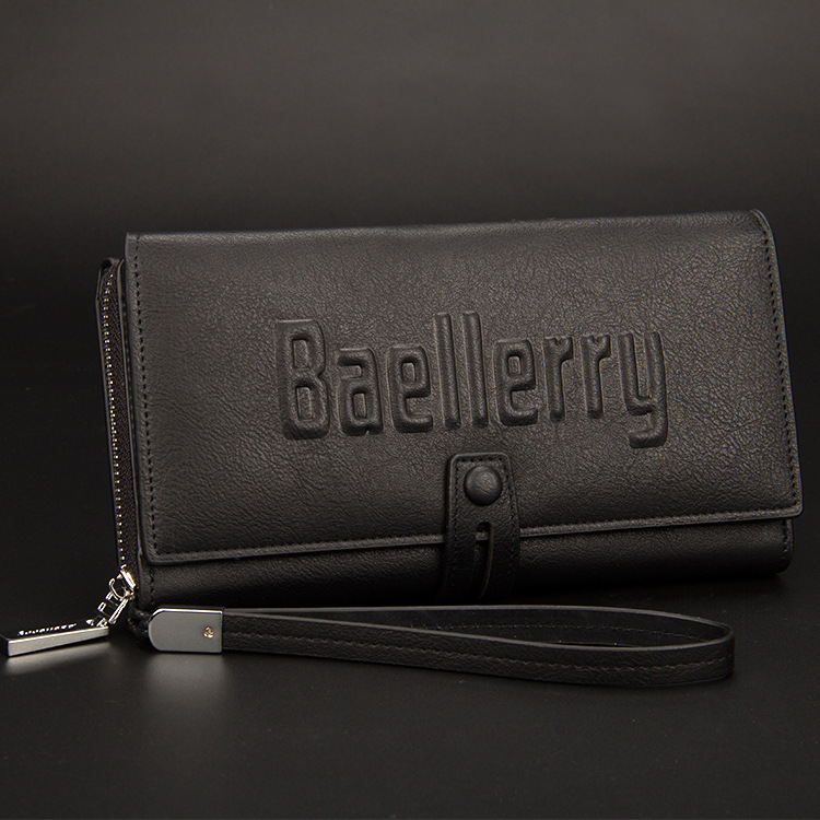 Baellerry Männer Clutch Bag Retro Einfarweg Grouss Kapazitéit Buschtawen Clutch Bag Anti-Déifstall Reißverschluss Handtasche_voghion.com