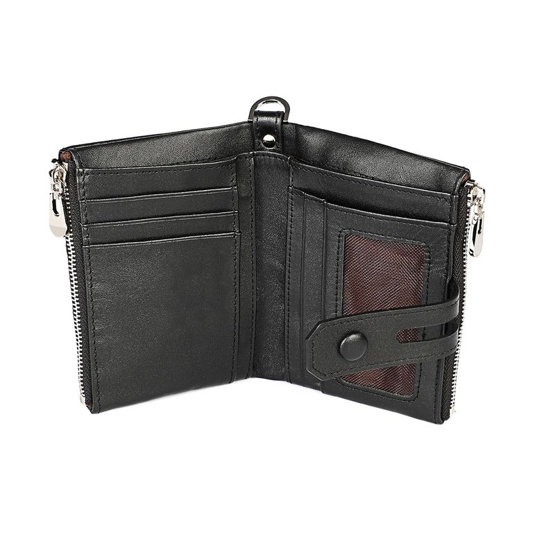 Vertikaler, lässiger, kurzer Herren-Geldbörsenclip aus Rindsleder mit Reißverschluss_voghion.com