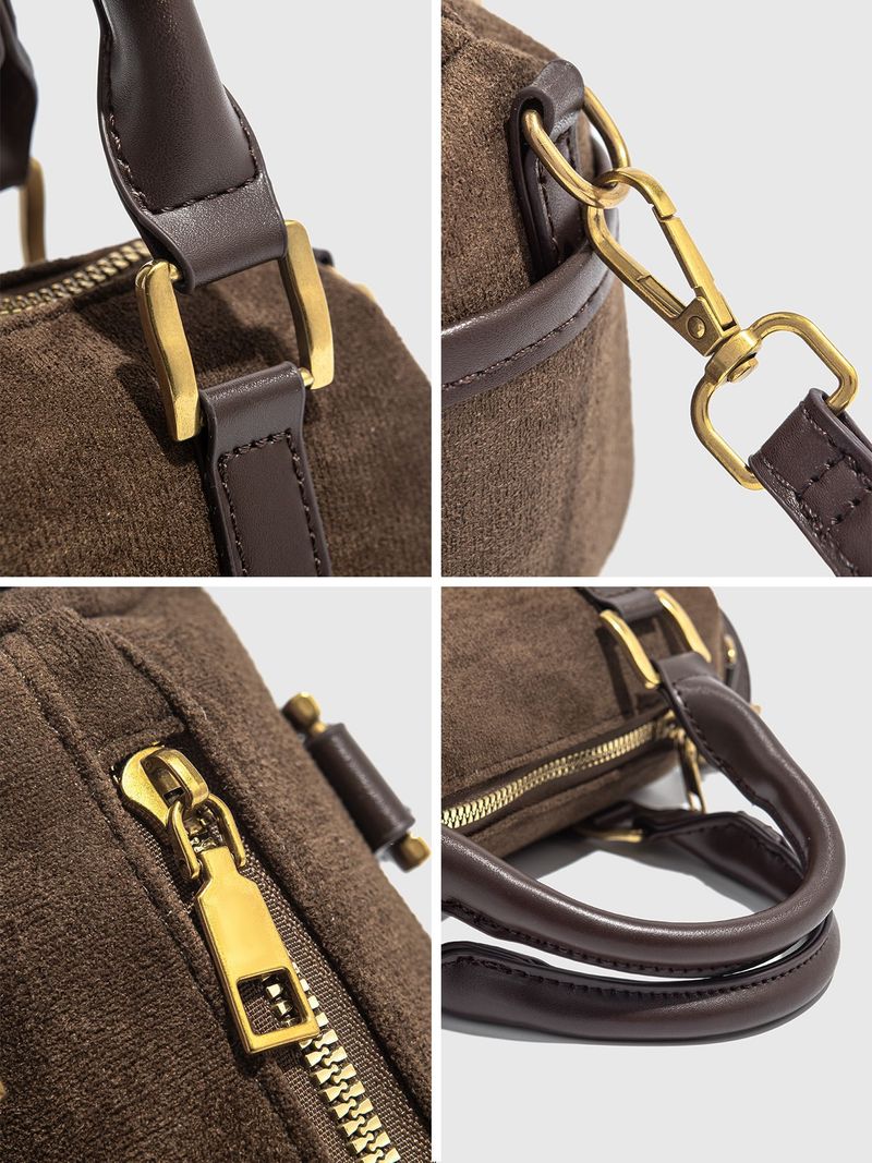 Fashion New Retro Suede Versatile Single Shoulder Crossbody Small Bag Pillow Bag Boston Handbag For Women_voghion.com