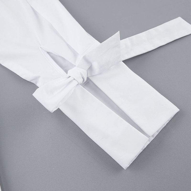 Gonna da pendolare con lacci e design a maniche lunghe con vita cava da donna_voghion.com
