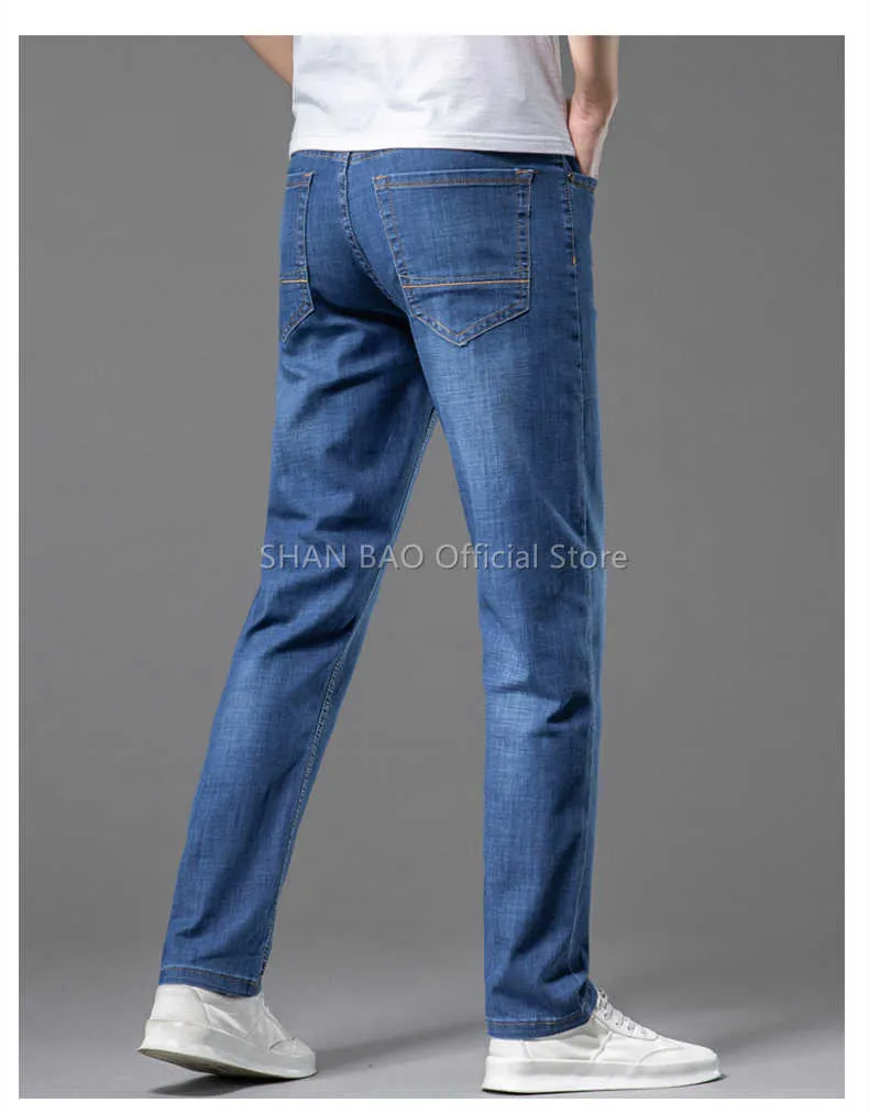 SHAN BAO Jeans dritti larghi e leggeri elasticizzati 22 Jeans in denim sottile da uomo casual stile classico estivo_voghion.com