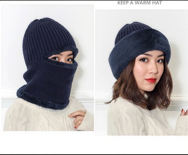 Sciarpa con cappuccio monopezzo per ciclismo autunno inverno all'aperto antivento protezione dal freddo paraorecchie pile spesso caldo cappello lavorato a maglia_voghion.com