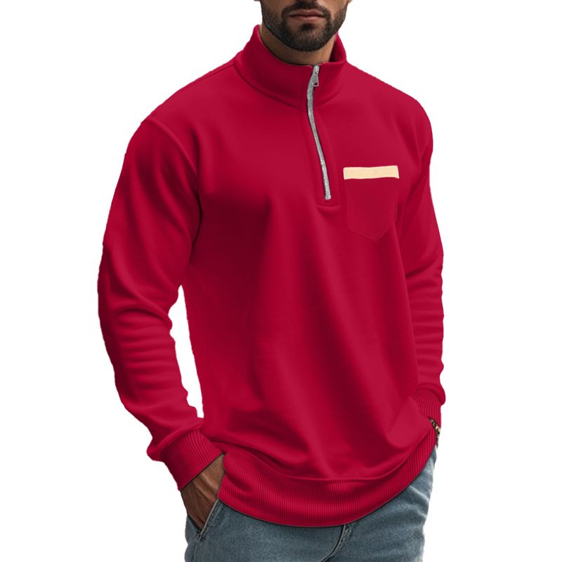 Herbst und Winter Neue Herren Sweatshirt Casual Reißverschluss Stehkragen Plus Samt Einfarbig Herrenjacke_voghion.com