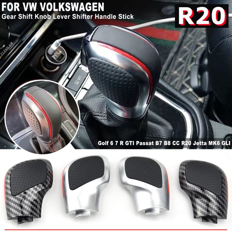 Mat chromen pookknop versnellingshendel zijkap DSG embleem voor VW Golf golf 7 R GTI Passat B7 B8 CC R20 Jetta 6 GLI_voghion.com