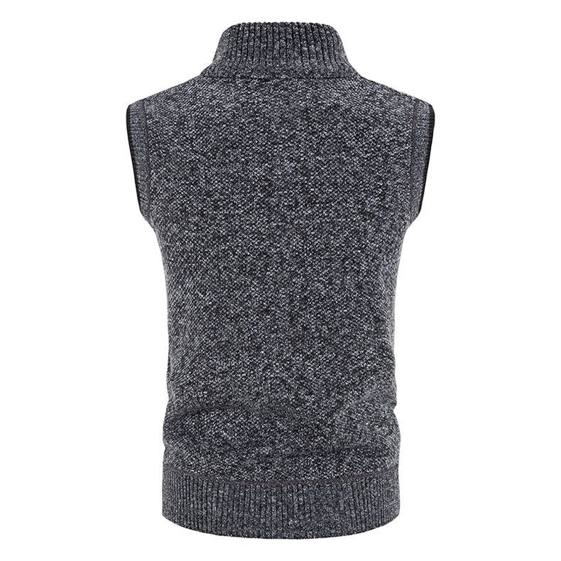Herenkleding herfst en winter nieuw Heren vest trui vest plus fluwelen maat slim jas opstaande kraag trui_voghion.com