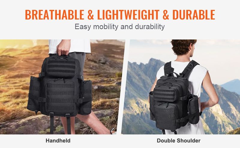 Tactical Backpack 25L Military Backpack With Molle Mode & 3 Compartments, Military Tactical Backpack For Men Molle Daypack 3 Day Bug Out Bag Hiking Rucksack With Bottle Holder_voghion.com