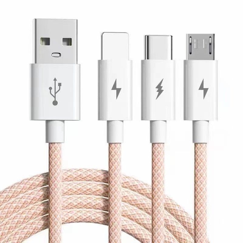 QFV50704555550<=3 50704555550<=3 Macaron Braided Fast Charging Phone 3-in-1 Data Cable Compatible With Android Huawei_voghion.com