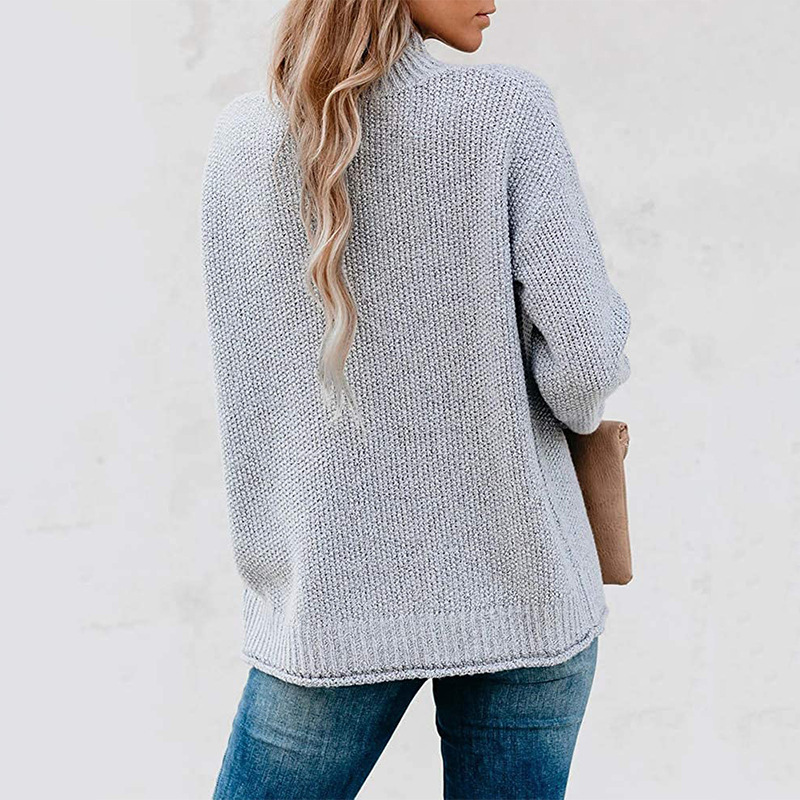 Women's turtle neck lady solid color temperament commuter knit top women's sweater_voghion.com