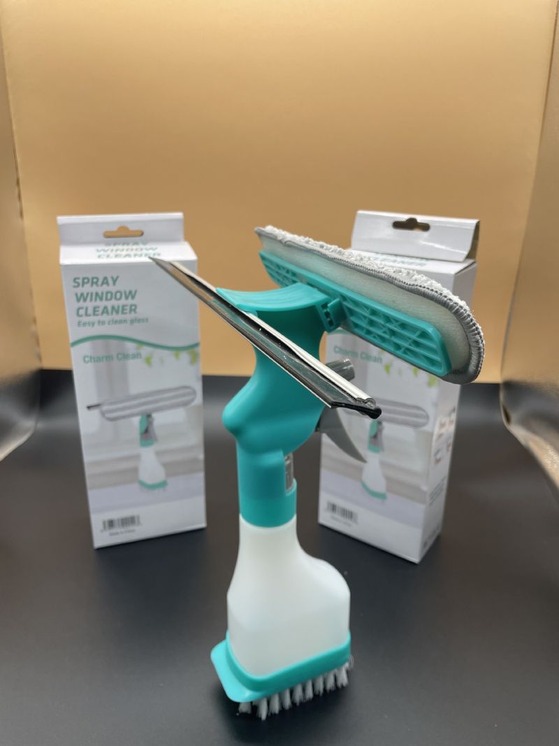 4-in-1 Scraper Sprayer Multi-Functional Window Cleaning Tool And Plush Glass Brush_voghion.com