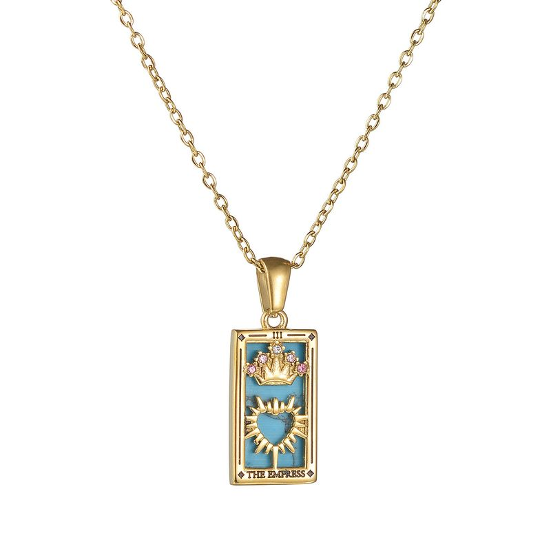 TAROCCHI vintage placcati in oro di vendita caldo con collana quadrata da donna in acciaio inossidabile con goccia di olio_voghion.com