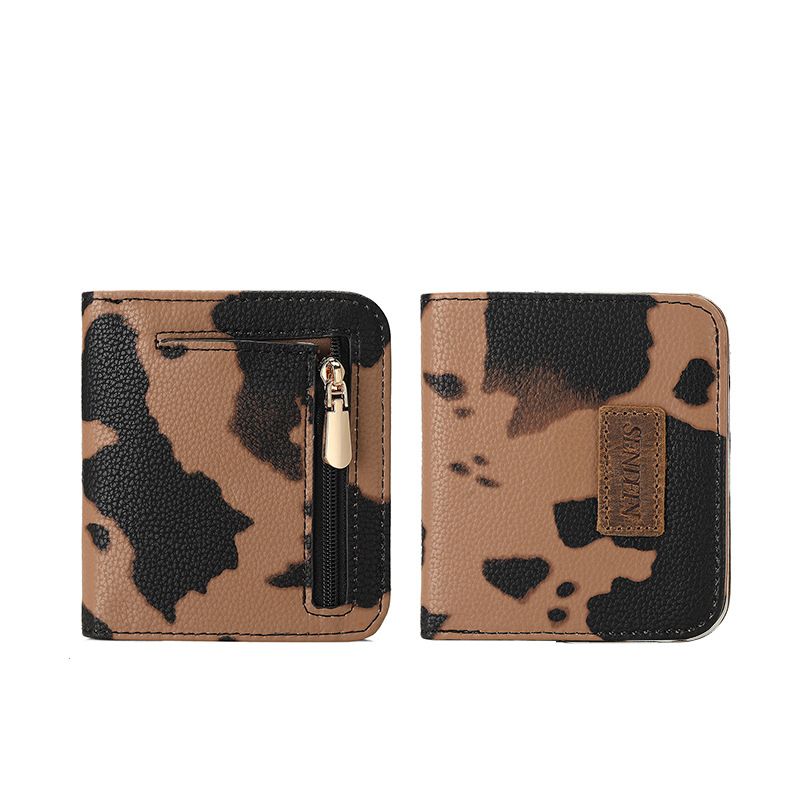 Geldbörse mit Kuh-Print und Leoparden-Print, modische Persönlichkeit, Pu-Leder, kleine Geldscheinklammer, Münzbörse_voghion.com
